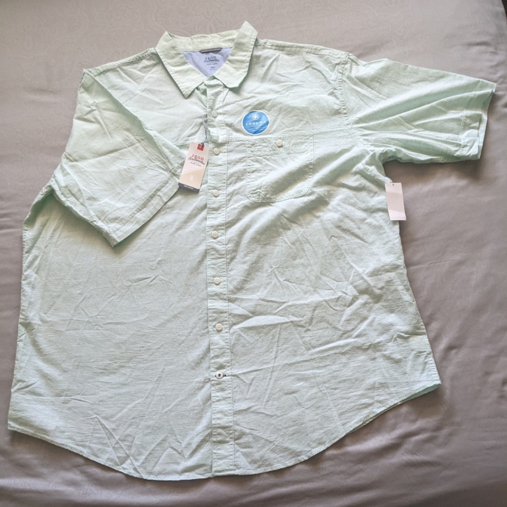 Mint green men's button up shirt